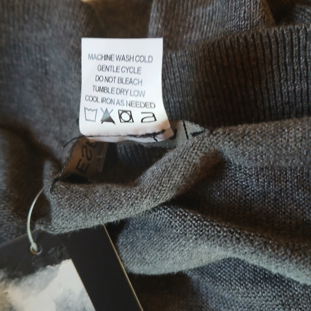 Esperanza Charcoal Open Front Shadow Striped Cardigan XL - Picture 8 of 9